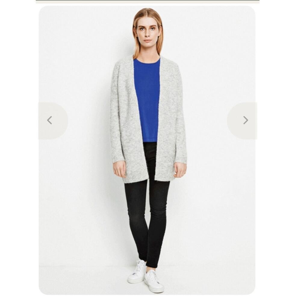 Samsoe Laurie Cardigan Sweater Womens S Wool Mohair Open Front Gray Quiet Luxury